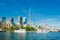 Toronto skyline over lake Ontario, Canada