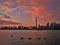 Toronto Skyline at Sunset with Birds in Water