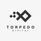 Torpedo digital logo vector, modern black and white