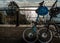 Torquay harbour, two Brompton folding bicycles