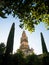 Torre Campanario bell tower minaret in courtyard of Mezquita mosque catholic church Cathedral Cordoba Andalusia Spain