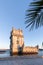 Torre de Belém on the banks of the Tagus, historic watchtower in the sunset