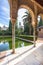 Torre de las Damas in a garden of the Alhambra in Granada, Spain