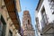 Torre de Utebo Framed by Buildings, Aragon, Spain