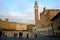 Torre del Mangia and town hall. The building and the Piazza del Campo di Siena are built with Tuscan terracotta bricks