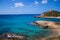 Torre di Chia bay Italy Sardinia with blue sky