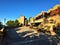 Torre di Palme town in Marche region, Italy. Historic tower, restaurants, light and shadows