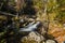 torrent in the mountains while hiking in colorful autumn