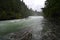 Torrential McDonald Creek in Glacier National Park, Montana after heavy rains.