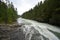 Torrential McDonald Creek in Glacier National Park, Montana after heavy rains.