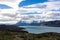 Torres del Paine National Park, Patagonia, Chile. The Turquoise Lake Pehoe and the Majestic Cuernos del Paine Horns of Paine