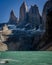 Torres del paine patagonia, most beautiful frozen landscapes on the planet with granite mountains