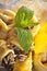 Tortellini with fennel, orange and mint, closeup