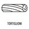 Tortiglioni pasta icon, outline style