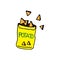 Tortila chips in the pack. yellow plastic package. white background. potato chips. salty flavor. hand drawn vector. crispy and tas