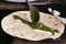 Tortilla ingredients. Making of tortilla. Placing sauce on maize