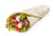 Tortilla wrap with fried chicken meat and vegetables