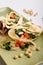 Tortilla wraps with hummus and vegetables