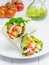 Tortilla wraps with roasted chicken fillet
