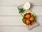 Tortillas, wrapped falafel balls, with fresh vegetables, vegetarian healthy food, on a wooden white background, no