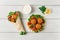 Tortillas, wrapped falafel balls, with fresh vegetables, vegetarian healthy food, on a wooden white background, no