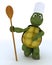 Tortoise chef with wooden spoon