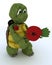 Tortoise with poppy in rememberance