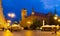 Torun Town Hall and statue of Copernicus in evening