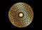 Torus Yantra, Gold Hypnotic Eye sacred geometry basic element. Golden Logo Circular mathematical ornament. Circular gold pattern