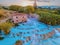 Toscane Italy, natural spa with waterfalls and hot springs at Sa