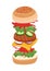 tossed cheeseburger. Vector illustration decorative design