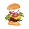 Tossed cheeseburger.. Vector illustration decorative design