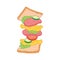 tossed salami sandwich. Vector illustration decorative design