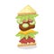 tossed sandwich burger. Vector illustration decorative design