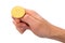 Tossing Golden Bitcoin in a man hand. heads or tails you decide.