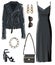 Total black look of dress and coat accessories