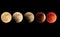 Total lunar eclipse progression to blood moon