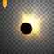 Total solar eclipse vector illustration on transparent background. Full moon shadow sun eclipse with corona vector