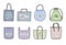 Tote bags graphic symbols set mockups
