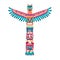 Totem poles vector illustration with tiki mask