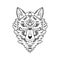 Totem wolf or fox, boho hippie illustration for sketches of tattoos. Northen style, sticker. Antistress art