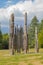 The totems of Vancouver, the view from Burnaby Mountain Park. Japanese Ainu totem poles