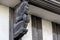 Totnes, Devon, UK - January 16. View of a wooden gargoyle in Totnes, Devon on January 16, 2024