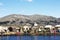 Totora boats on Lake Titicaca near Puno, Peru