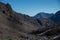 Toubkal national park in springtime. Valley near Refuge Toubkal, start point for hike to Jebel Toubkal, â€“ highest peak of Atlas