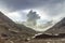 Toubkal national park, trekking trail panoramic view. Morocco.