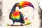 Toucan bird watercolor colorful art