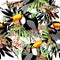 Toucan. Exotic nature seamless pattern.