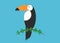 Toucan icon. Cartoon illustration of toucan vector icon for web. Toucan flat style vector logo template isolated, blue background