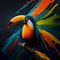 Toucan Painting - Stunning Avian Artwork on Branch Against Black Background